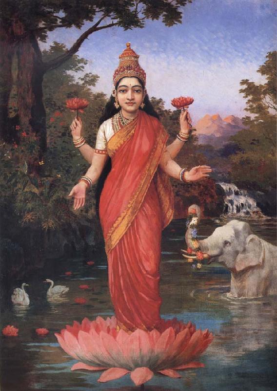Raja Ravi Varma Goddess Lakshmi oil painting picture